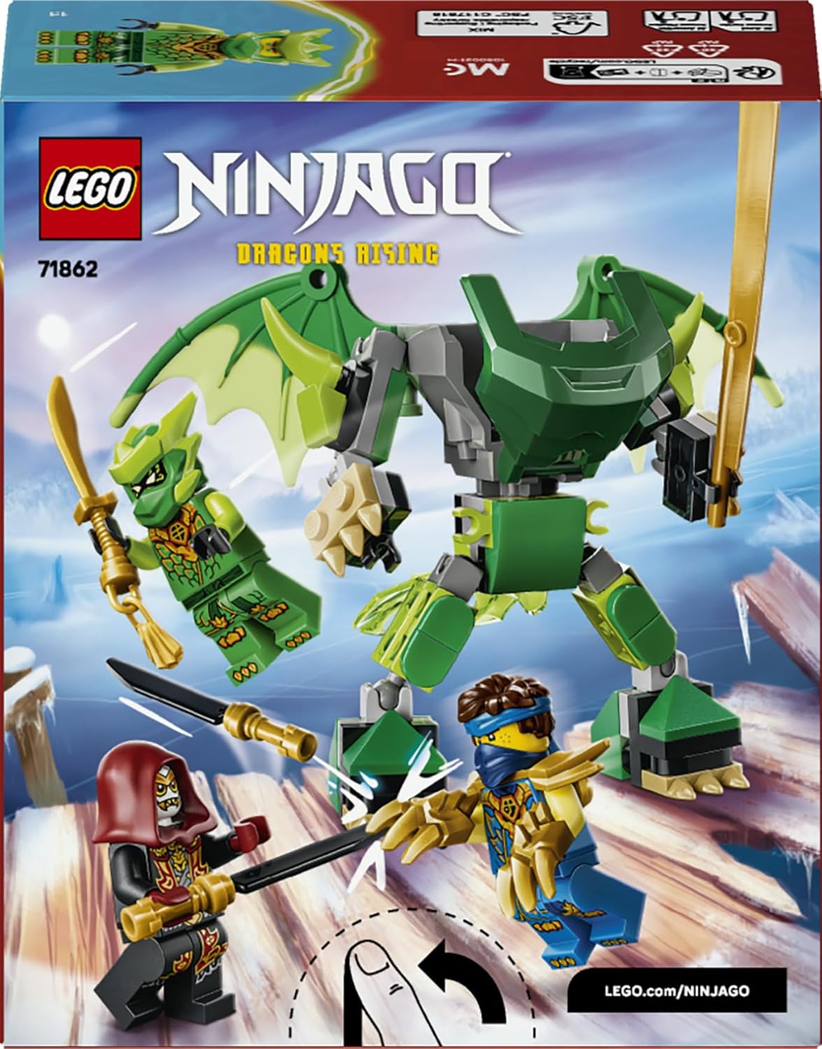 LEGO NINJAGO Lloyd's Dragon Mech Battle Pack - Ninja Toy w/Action Figure, 3 Minifigures & Katanas - Kids' Room Decor - Gift for 6+ Year Old Boys & Dragons Rising Fans - 71862
