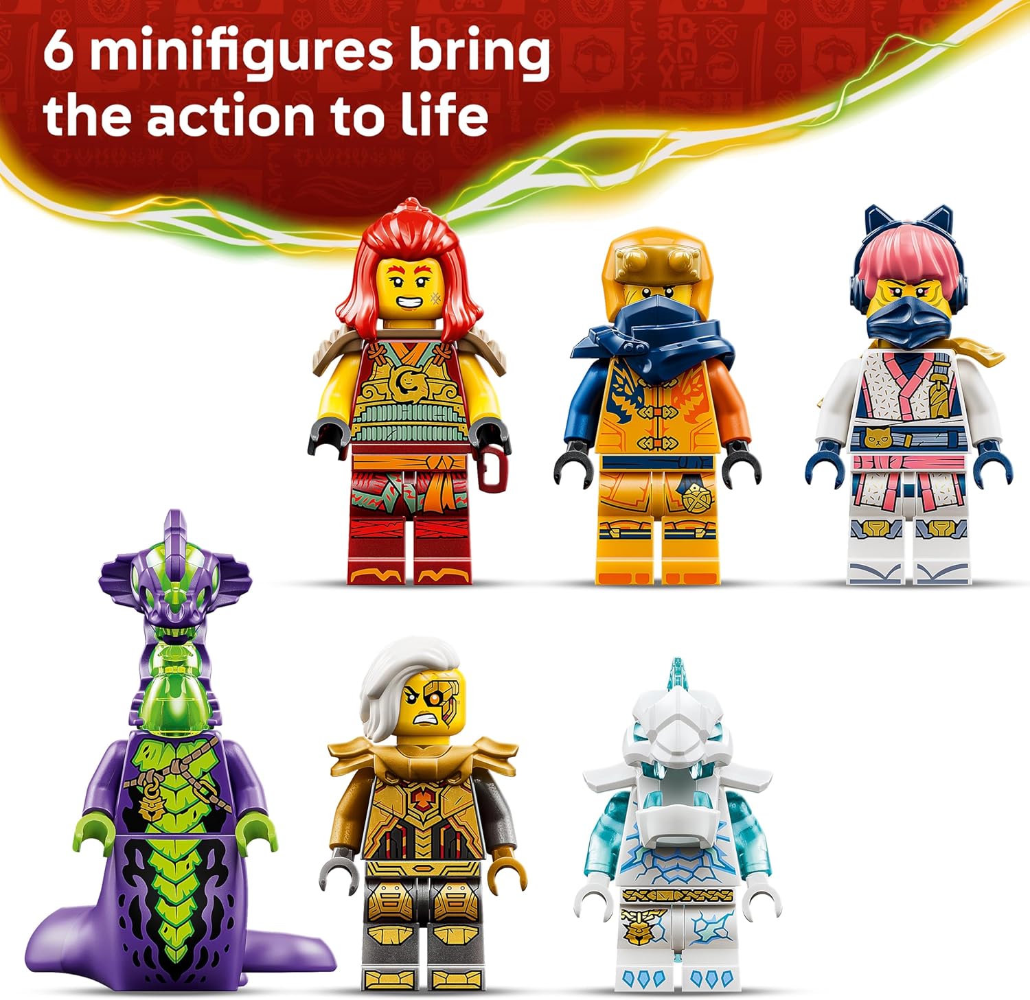 LEGO NINJAGO Wyldfyre's Transforming Dragon Mech Toy - 2in1 Ninja Action Figure w/Empress Beatrix Mech & 6 Minifigures - Birthday Gift for 9+ Year Old Boys & Fans - 71868