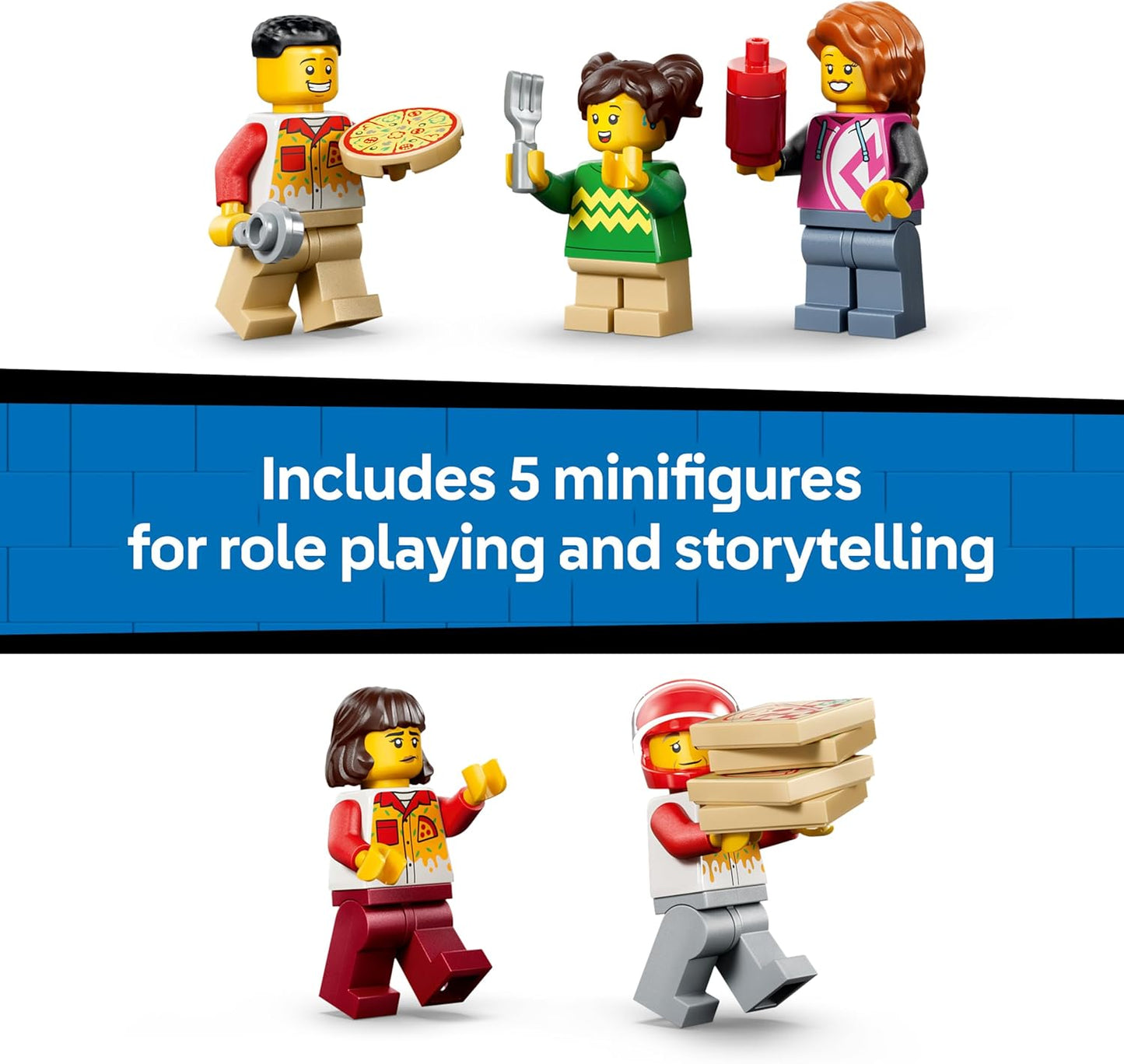 LEGO City Pizza Delivery Experience with Vehicles - incl. Toy Car, Scooter, Drone, Arcade Machine & 5 Minifigures - Birthday Gift Idea for 6+ Year Old Boys - 60496