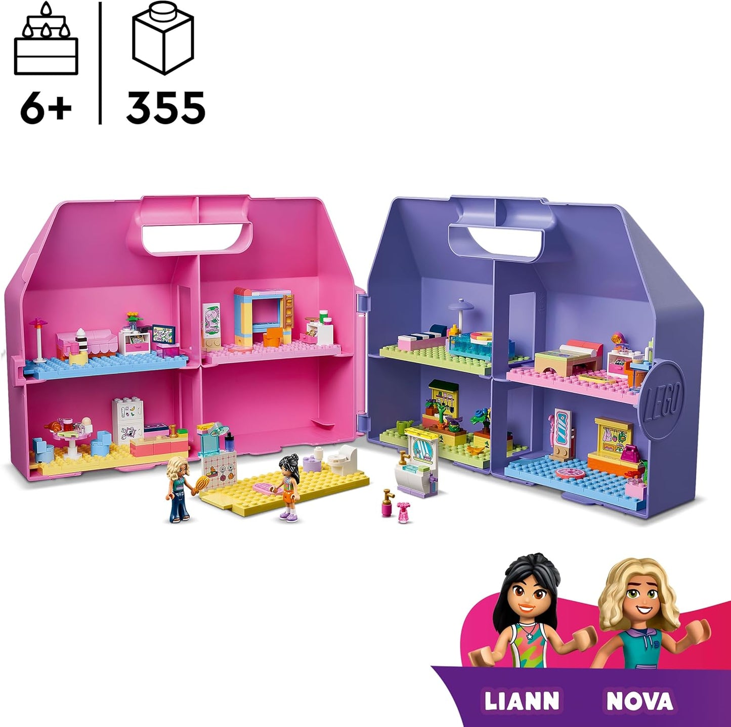 LEGO Friends Creative Dollhouse Suitcase - Travel Toy with 8-Room House, 2 Mini Dolls & Accessories - Birthday Gift Idea for 6+ Year Old Girls - 42697