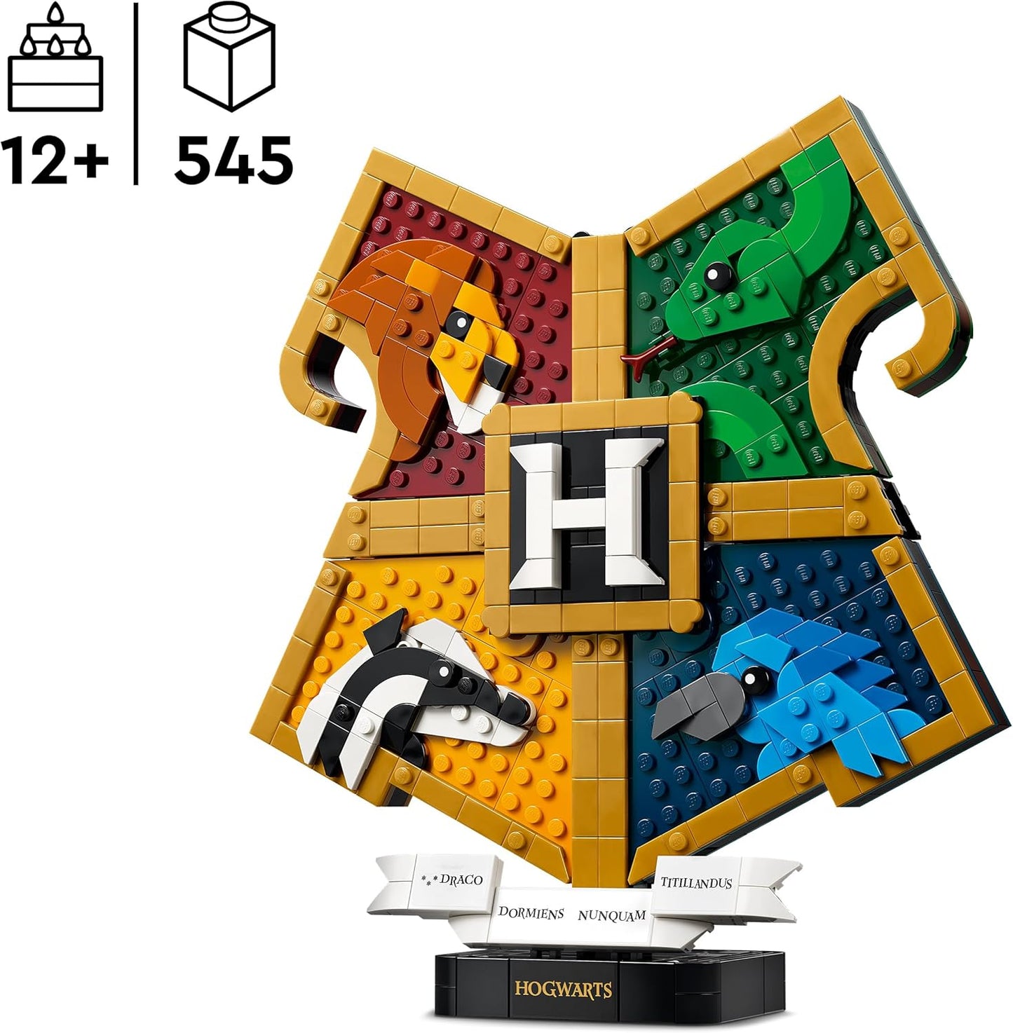 LEGO Harry Potter Hogwarts House Crest Toy - 3D Wall Art Model w/Animals - Kids' Room Decor - Birthday Gift Idea for 12+ Year Old Girls, Boys & Teenage Fans - 76462