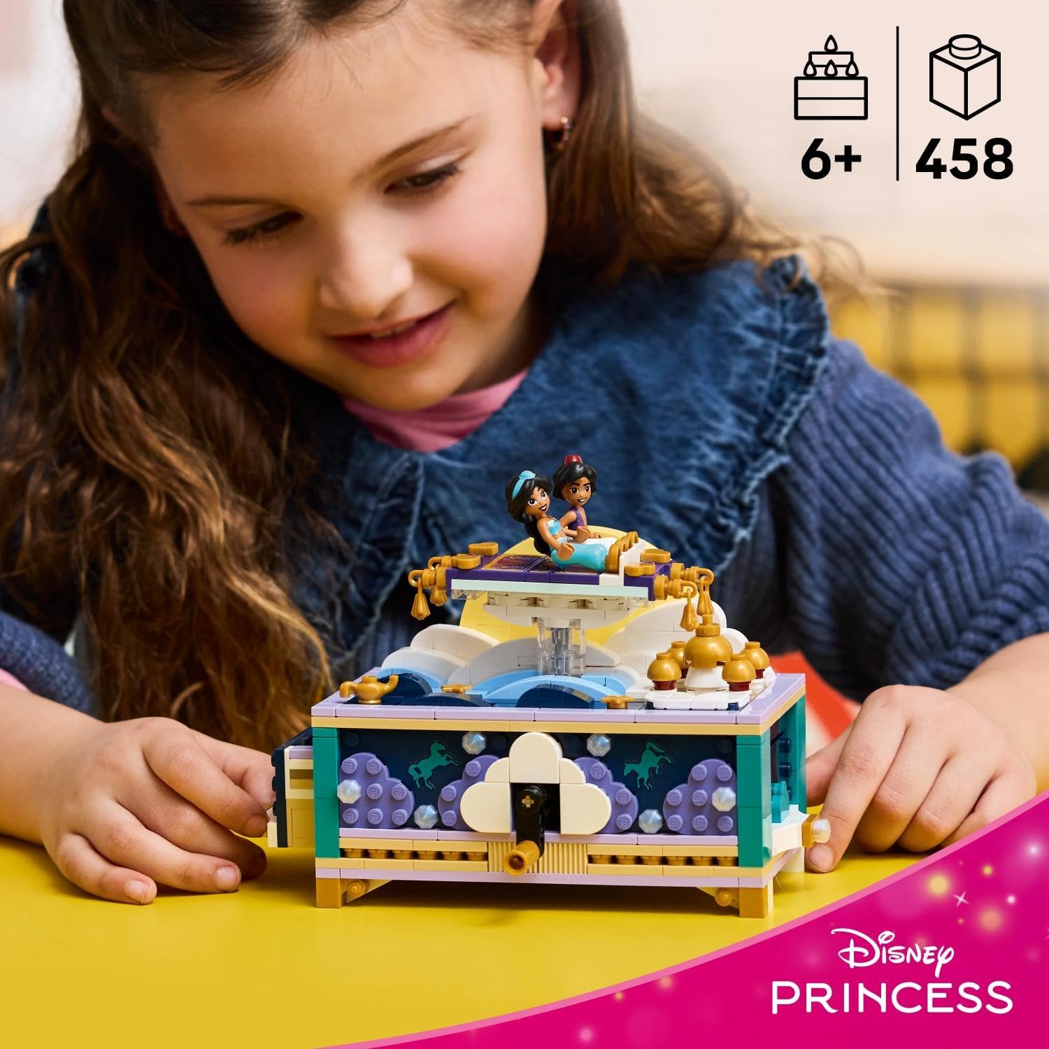 LEGO | Disney Princess Jasmines Sieradendoos - Aladdin Bouwbaar Speelgoed voor Kinderen met 2 Poppetjes, Vliegend Tapijt en Lamp - Decoratie - Cadeau voor Meisjes en Jongens vanaf 6 Jaar 43295