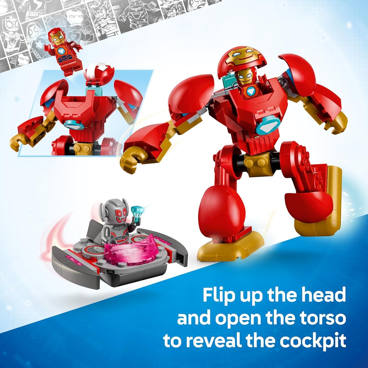 LEGO | Marvel Ultron vs. Iron Man - Superhero Toy w/Mech Action Figure & 2 Minifigures - Gift for 4+ Year Old Boys & Fans of the Iron Man and His Awesome Friends Show - 11209