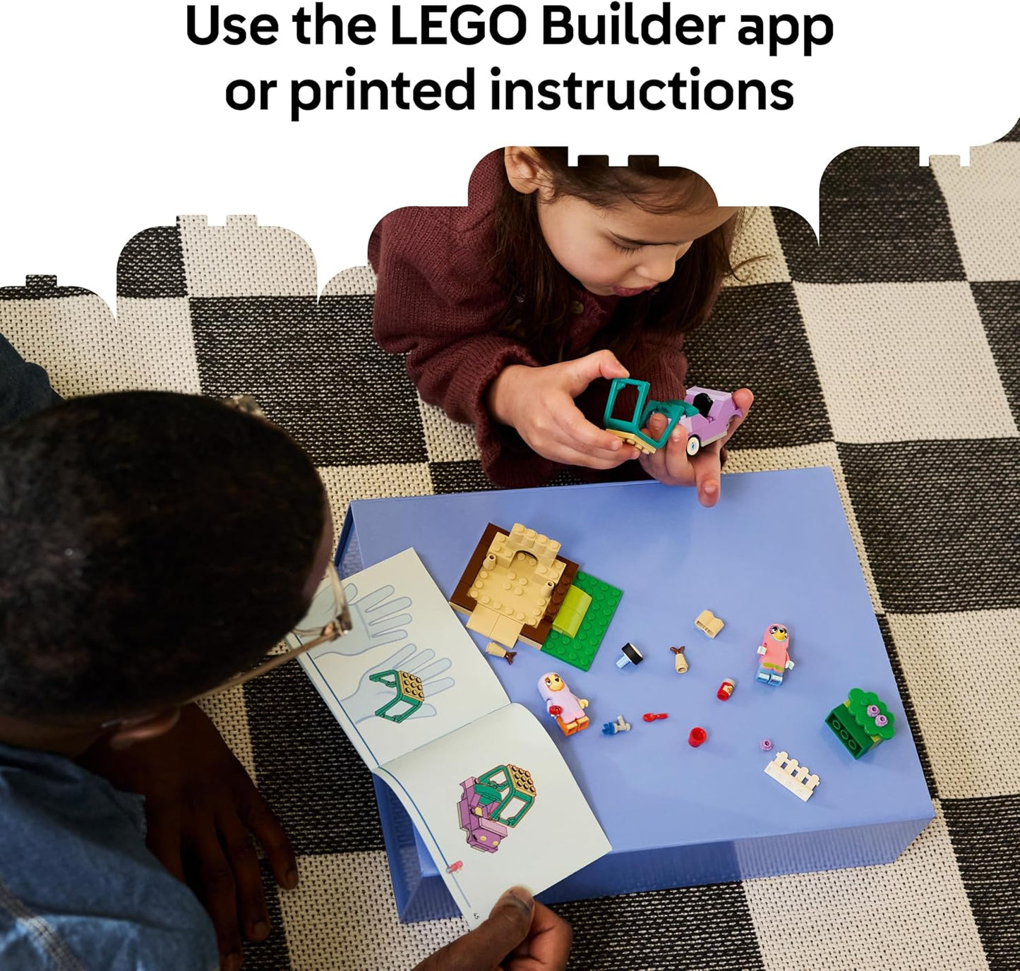 LEGO Bluey Grannies with Bingo and Bluey - Educational Toy w/Car, 2 Minifigures & a Garden - Montessori Set - Birthday Gift for 4+ Year Old Girls & Boys - 11216
