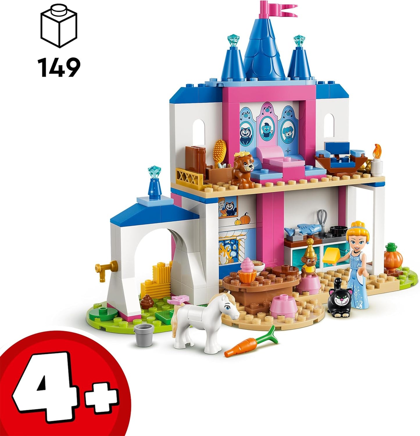 LEGO | Disney Princess Cinderella Animal Friends Castle Toy - Educational Set w/Mini Doll & 4 Animal Figures - Birthday Gift for 4+ Year Old Girls & Fans - 43283
