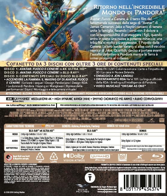 Avatar: Fuoco E Cenere (4K Ultra Hd + 2 Blu-Ray Hd)