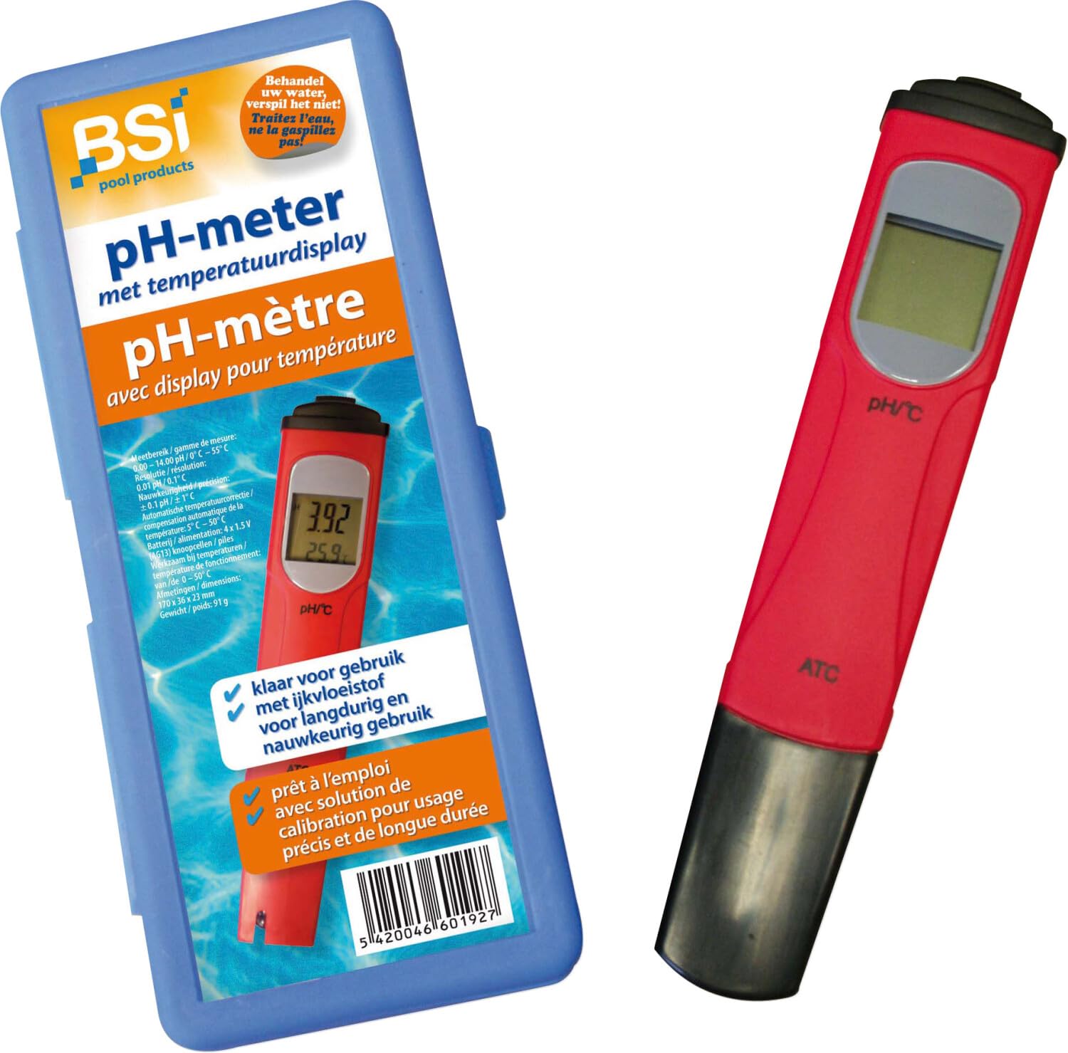Bsi - Ph-Meter - Zwembad - Zwembadaccessoires - Voor Het Meten Van De Ph-Waarde En De Temperatuur Van Het Zwembadwater