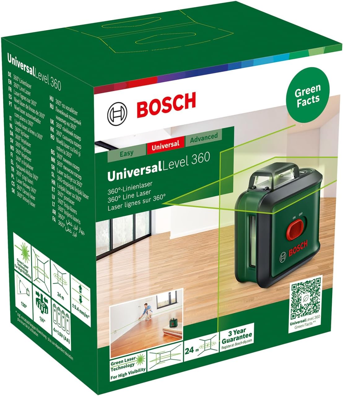 Bosch Universallevel 360 - 360Ý Kruislijnlaser - Inclusief Opbergetui En Batterijen