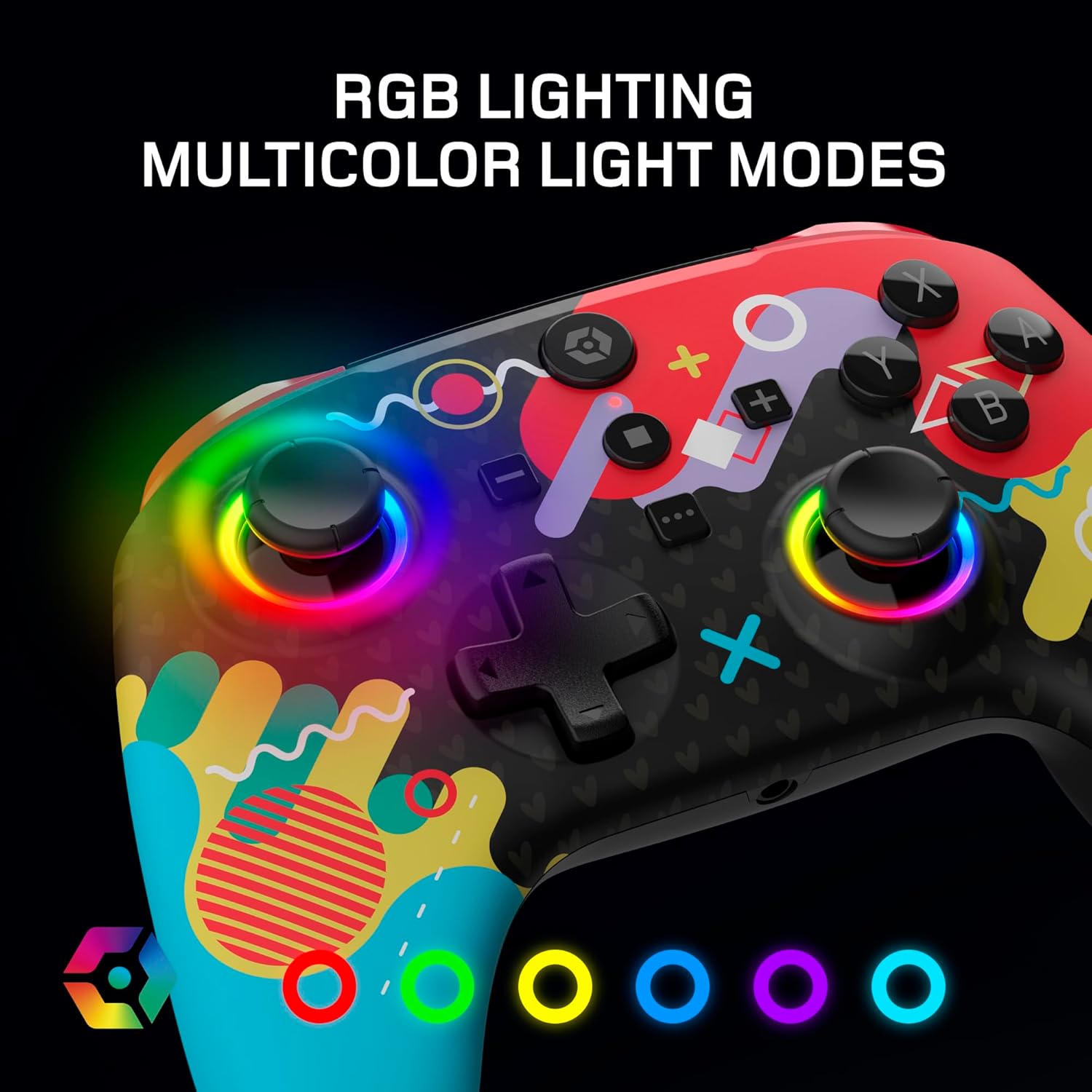 Gioteck WX5+ Doodle - Wireless Controller for Nintendo Switch 2 - Chat Menu Button - Hall Effect Thumbs and Triggers - Customisable RGB - Programmable Back Buttons