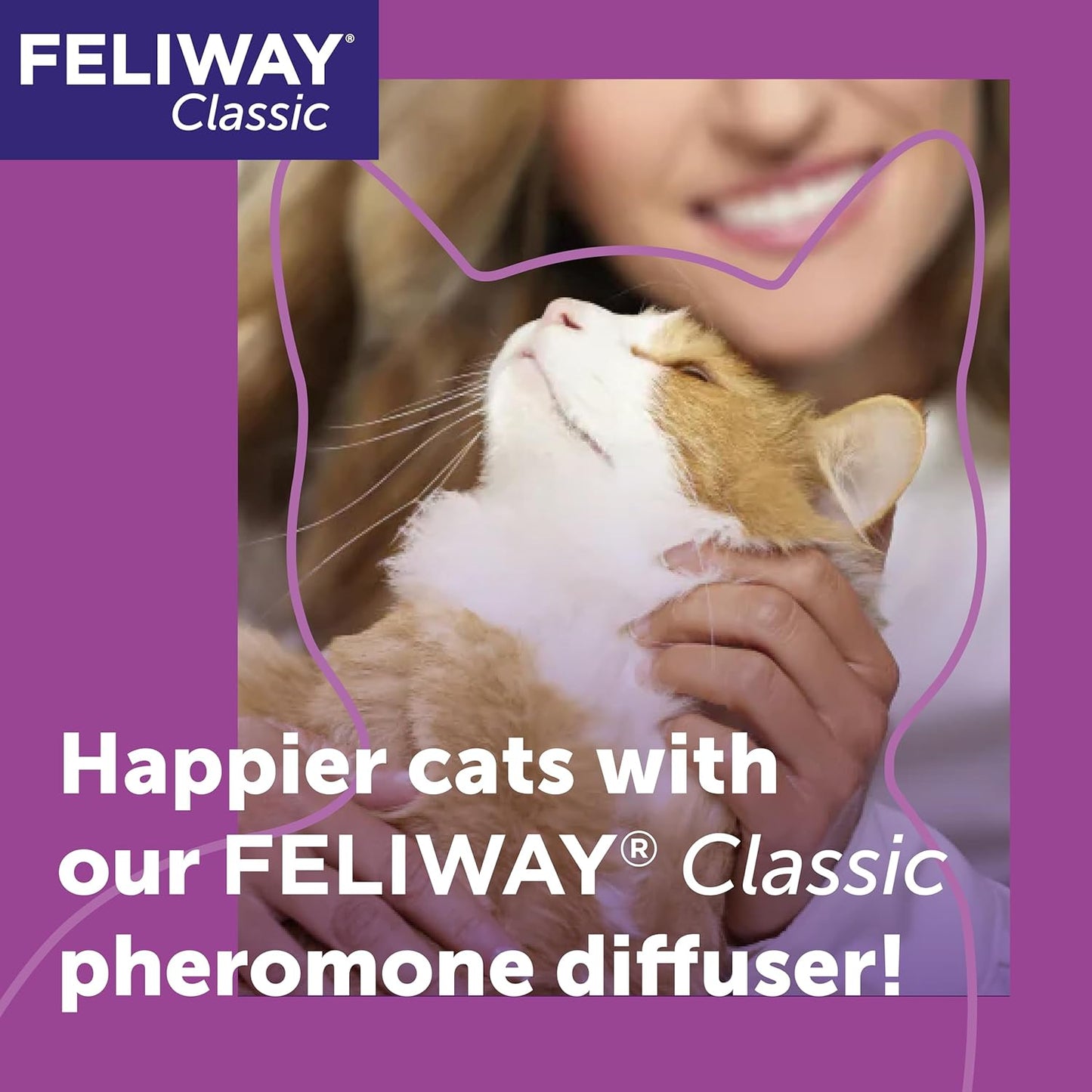 FELIWAY Classic 30 Day Cat Calming Plug In Pheromone Diffuser Starter Kit, 48ml - Helps Solve Common Signs of Stress in Cats & Kittens, Veterinary Recommended, Clinically Proven