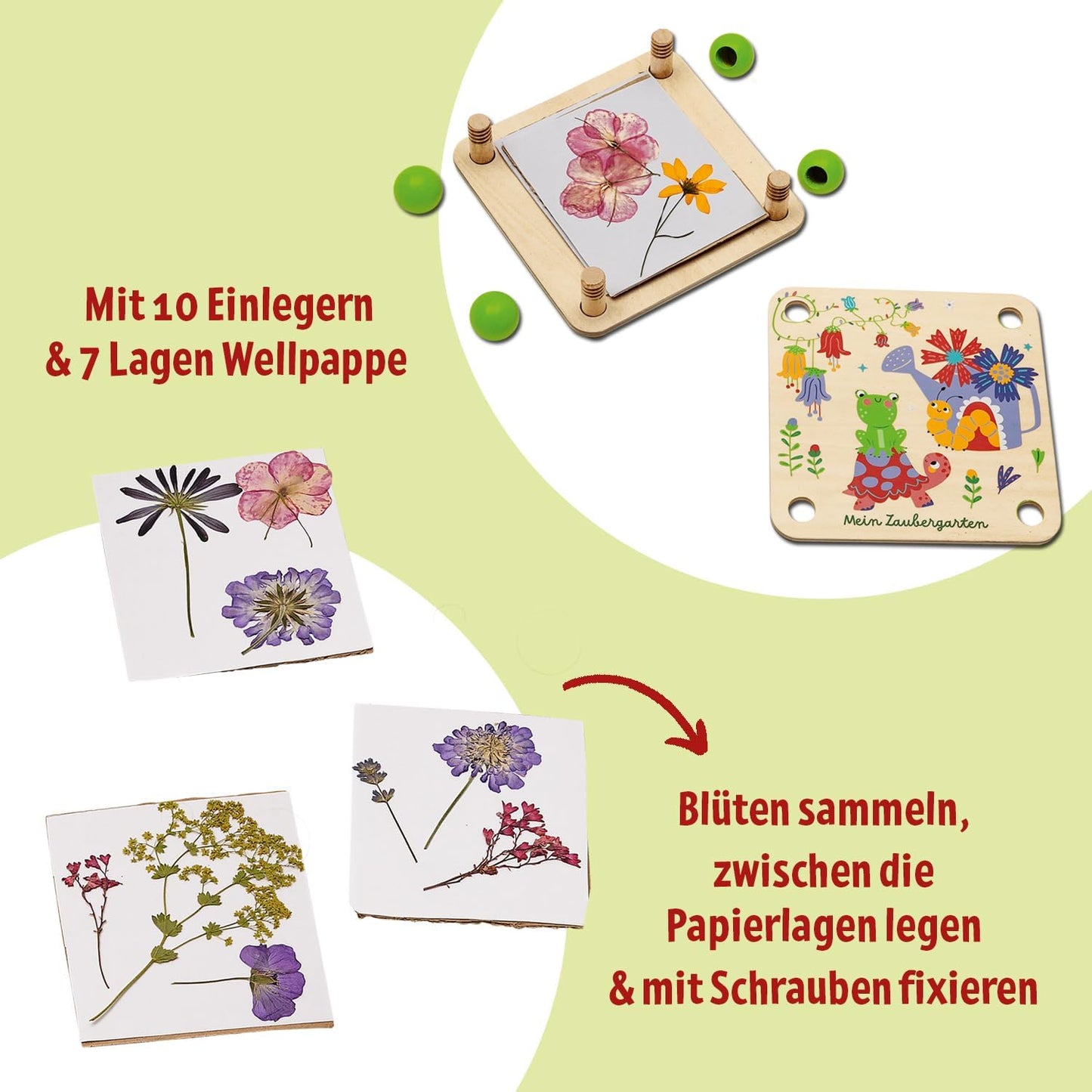 moses. Mein Zaubergarten Blad- en bloemenpers van hout, knutselset voor het persen van bloemen en bladeren, creatief speelgoed voor doe-het-zelvers en kinderen vanaf 4 jaar