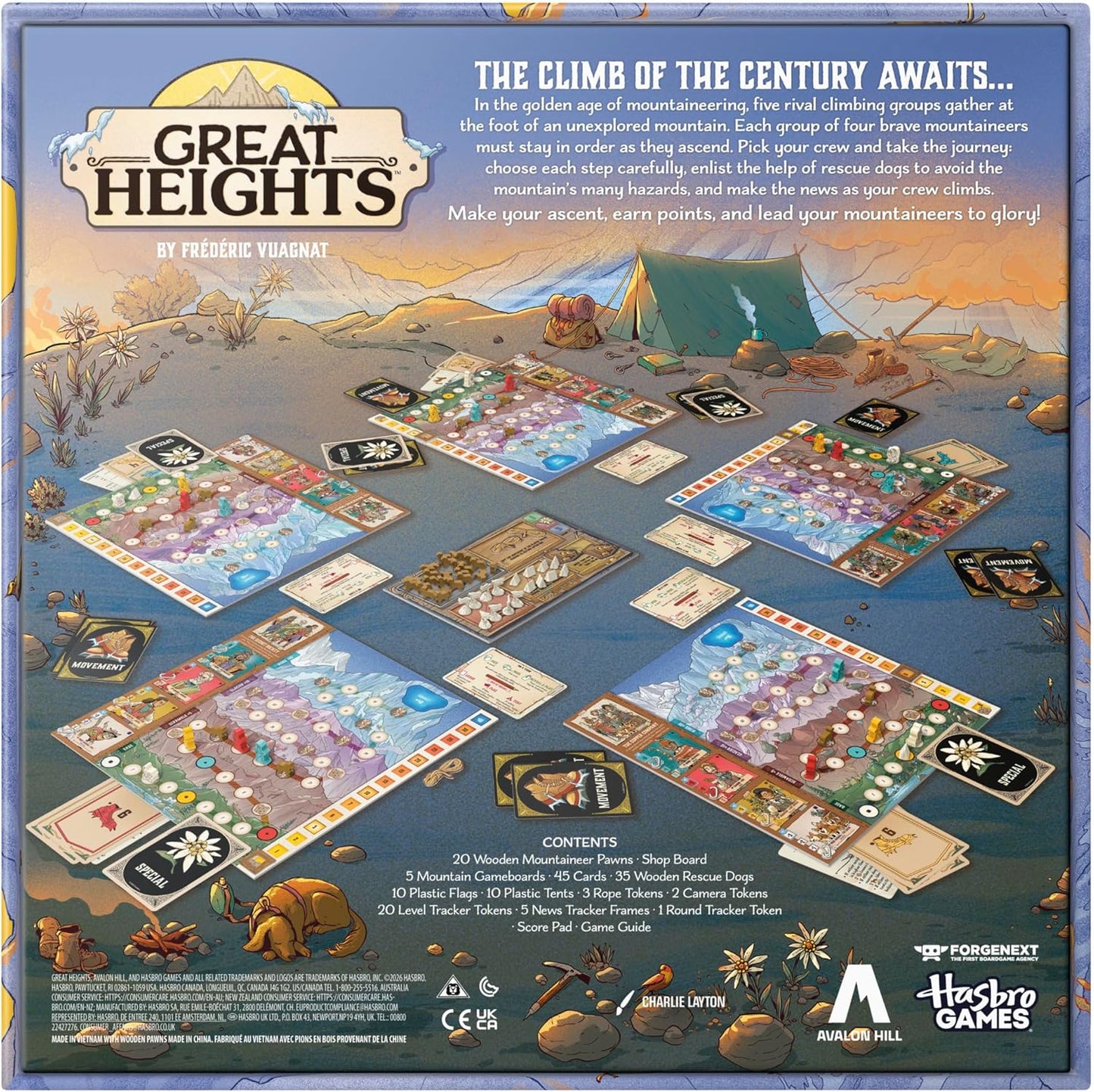 Hasbro Great Heights Board Game – Fun Strategy Game for Kids, Teens and Adults – Ages 10+ – 2-5 Players – 45 Mins – Easy to Learn Family Games - English Version