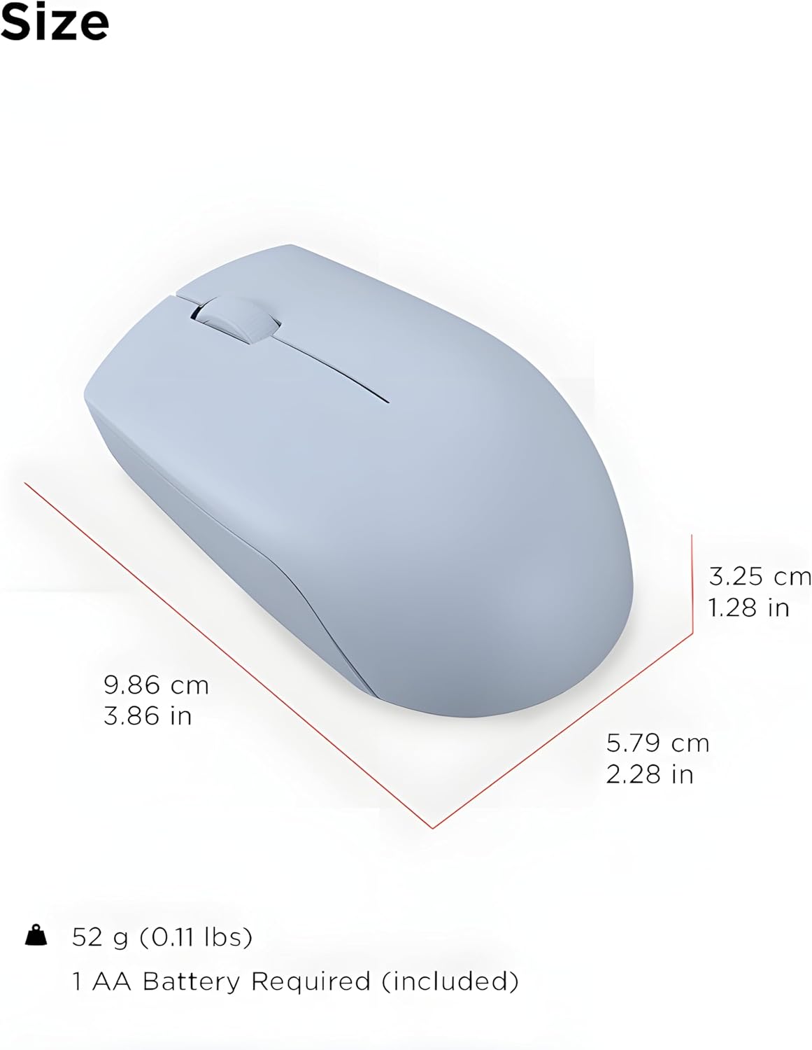 Lenovo 300 Mouse Wireless Compatto, Sensore Ottico 1000 DPI, 2,4 GHz, Ambidestro, Portatile per Laptop e PC, Frost Blue