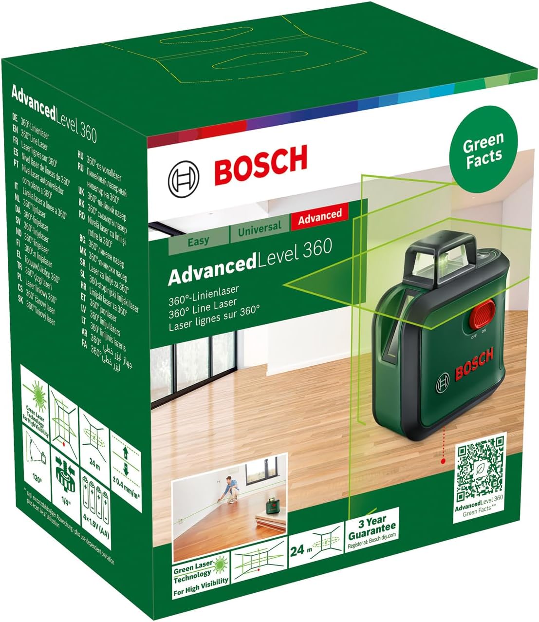 Bosch Advancedlevel 360 - 360Ý Kruislijnlaser - Inclusief Opbergetui En Batterijen