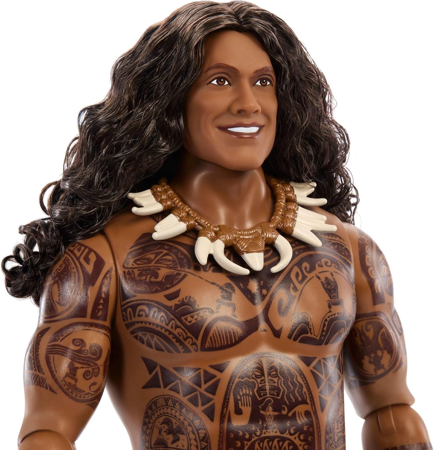 Mattel Disney Moana Toys, Maui Doll with Removable Fashion, Curly Hair, Fishhook & 3 Accessories, Posable & Collectible, Inspired by Live Action Movie, JLP17