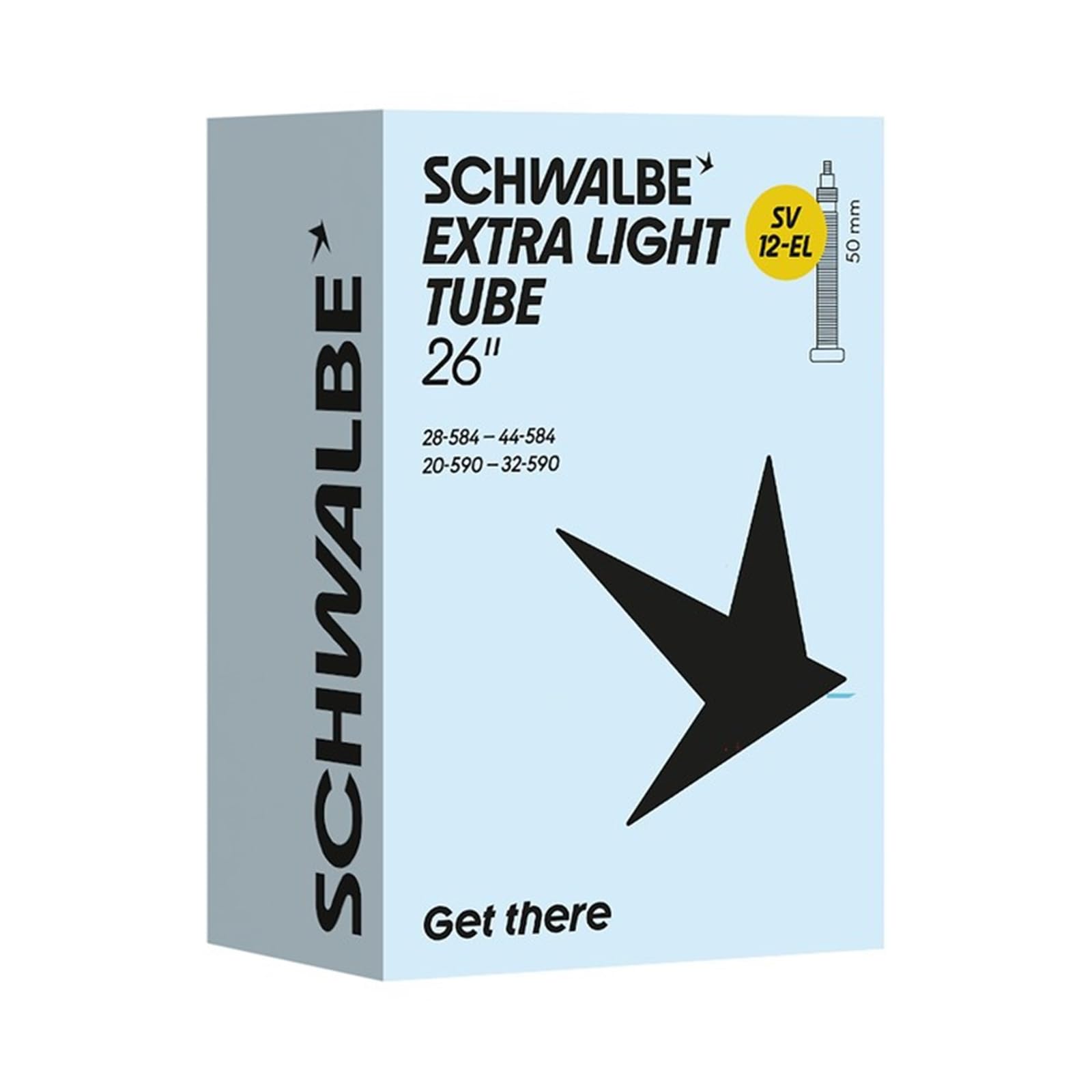 Schwalbe Camera d'aria SV12-EL EXTRA Light 28/44-584/590 IB Black 50 mm