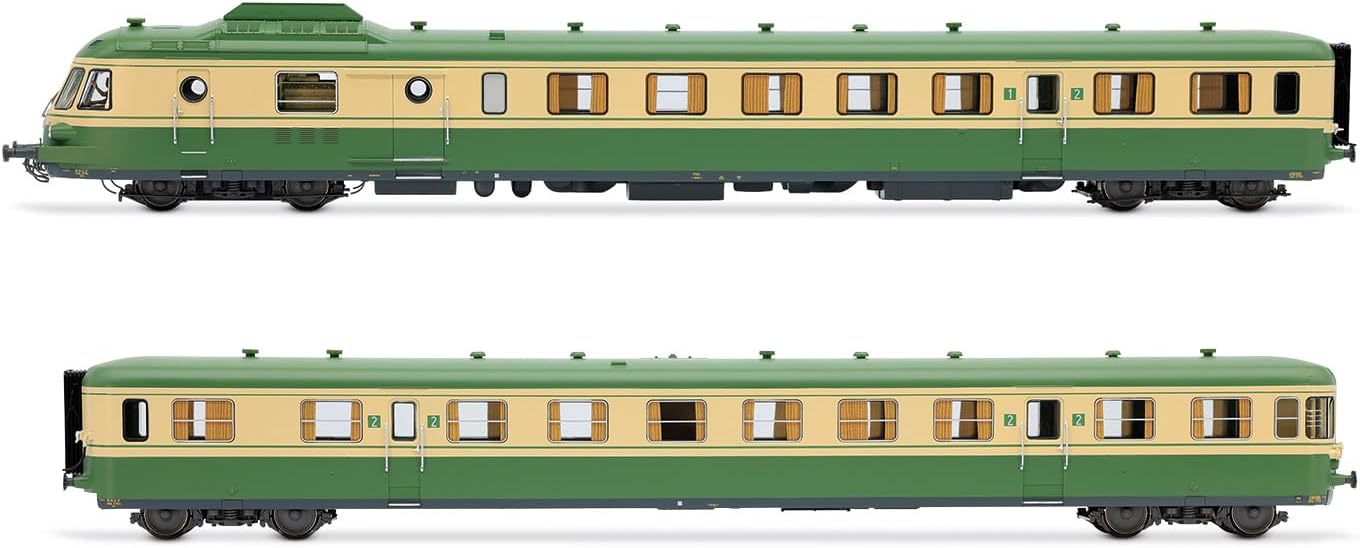 JOUEF HJ2462 SNCF, Wagon Diesel RGP I avec remorque, livrée Vert/Beige, Chemin de Fer EP. IV 1 Locomotive Diesel