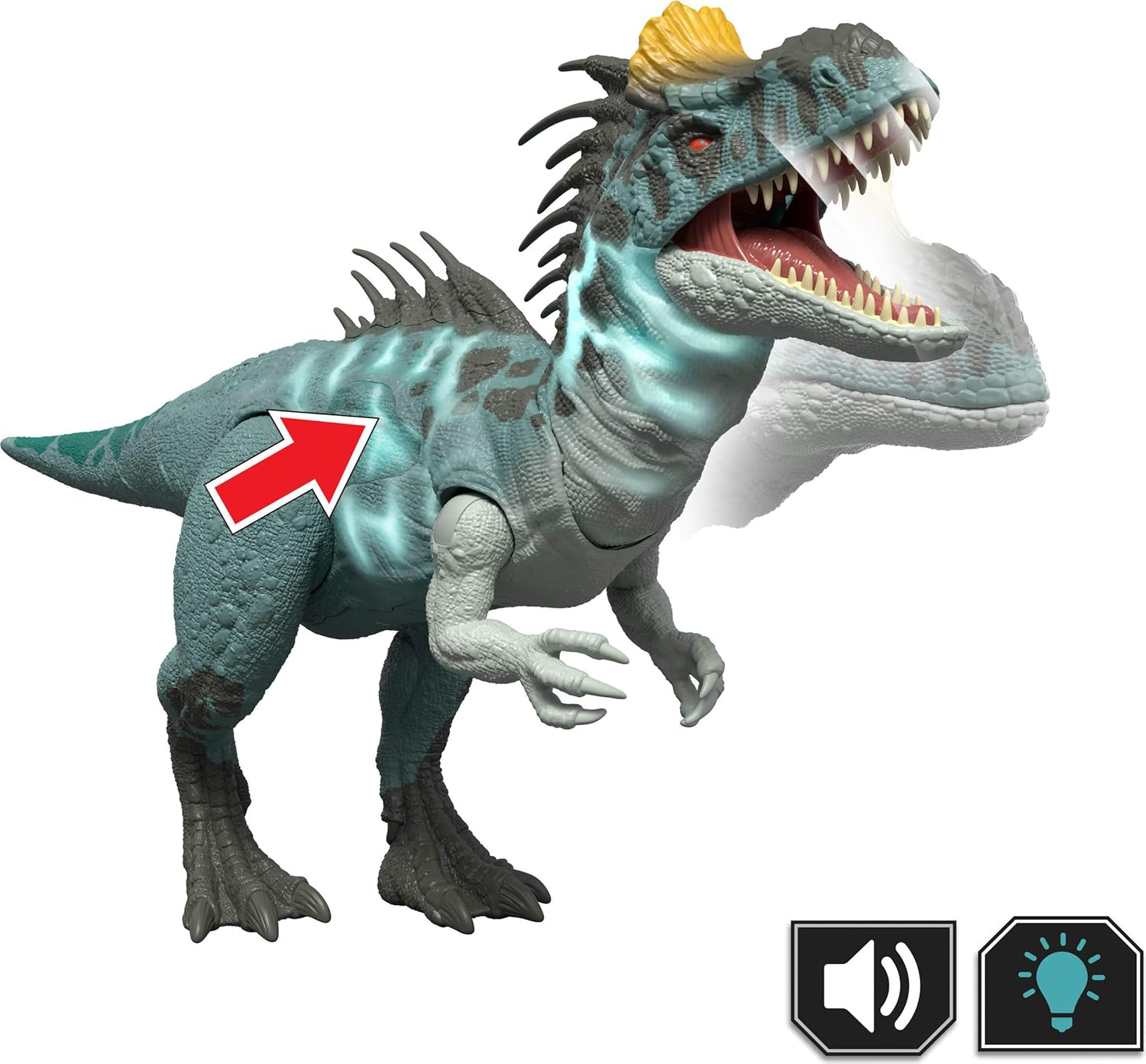 Mattel Jurassic World Wild Roar Crylophosaurus Dinosaur Action Figure Toy, Attack & Lights & Roar Sound, Scan Code for Digital Play, JKL80