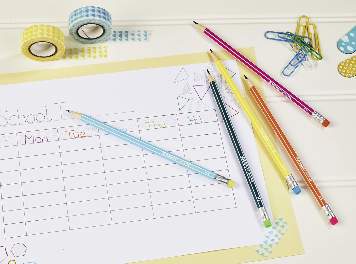STABILO - Grafietpotlood met gum - Pencil 160 - HB - Set Van 6 Stuks