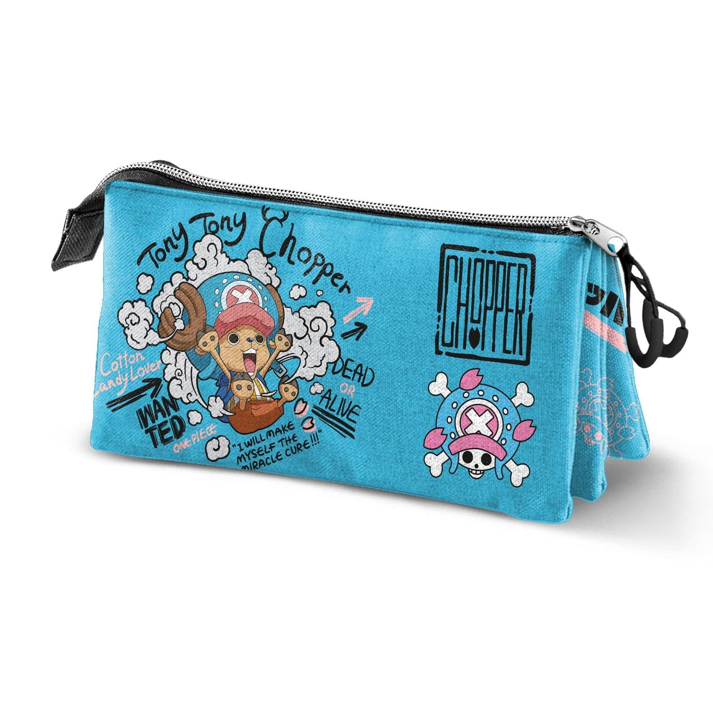 One Piece Chopper-Triple Pencil Case, Blue 23 x 11 cm