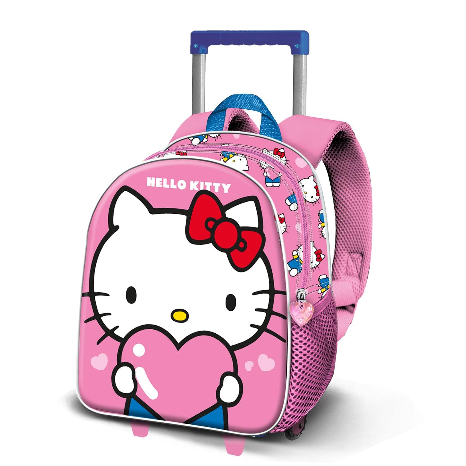 Hello Kitty Heart-Zainetto 3D con Ruote Piccolo, Rosa, 26 x 34 cm, Capacità 7 L