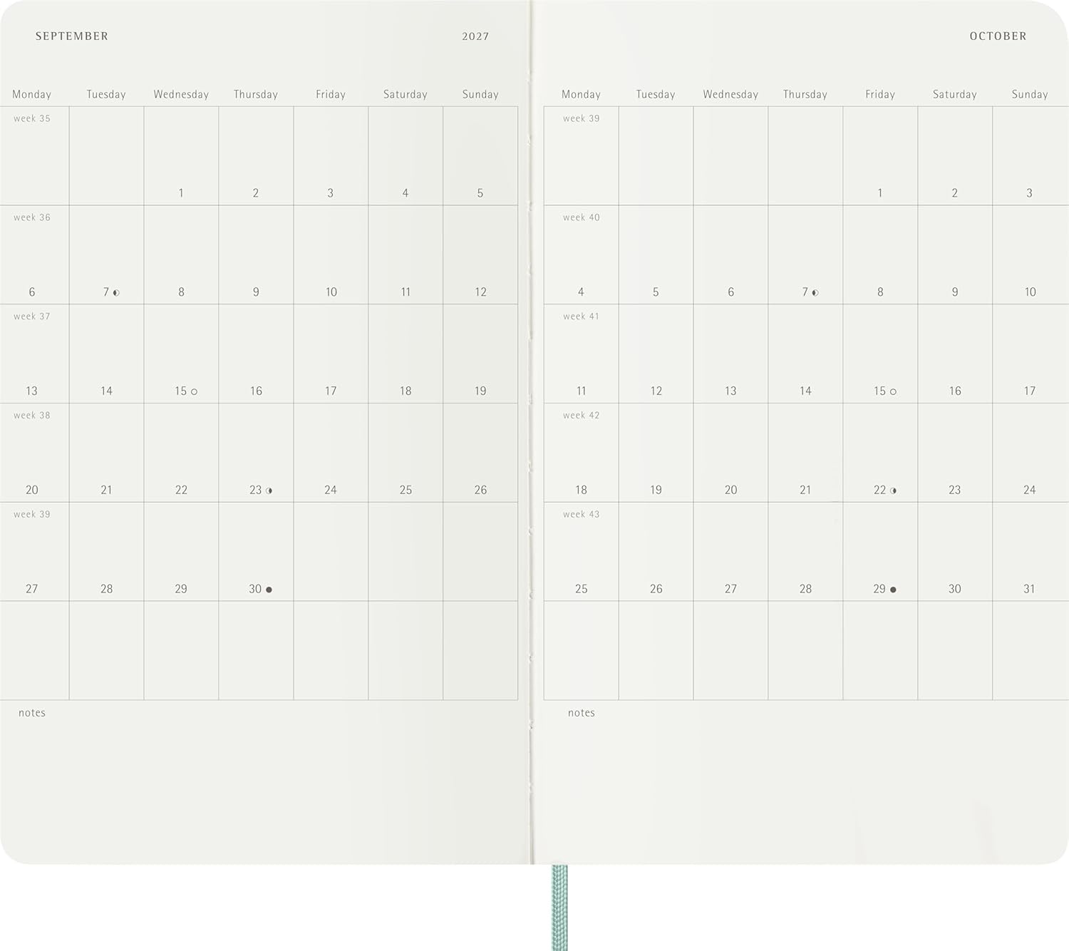 Moleskine Weekly Planner 2027, Vegan Soft Cover Precious and Ethical 12 Month Diary with Space for Notes, and Gift Box, Large 13x21 Cm, Sage Green