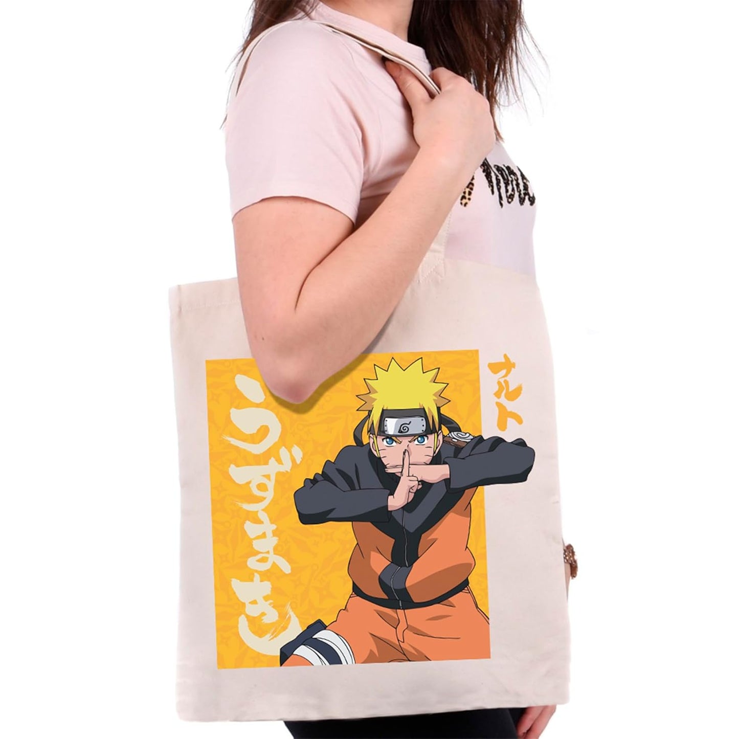 ABYSTYLE - Tote Bag NARUTO SHIPPUDEN Naruto Jutsu - Official product - Size 38 x 42 cm - Durable cotton - Long handles
