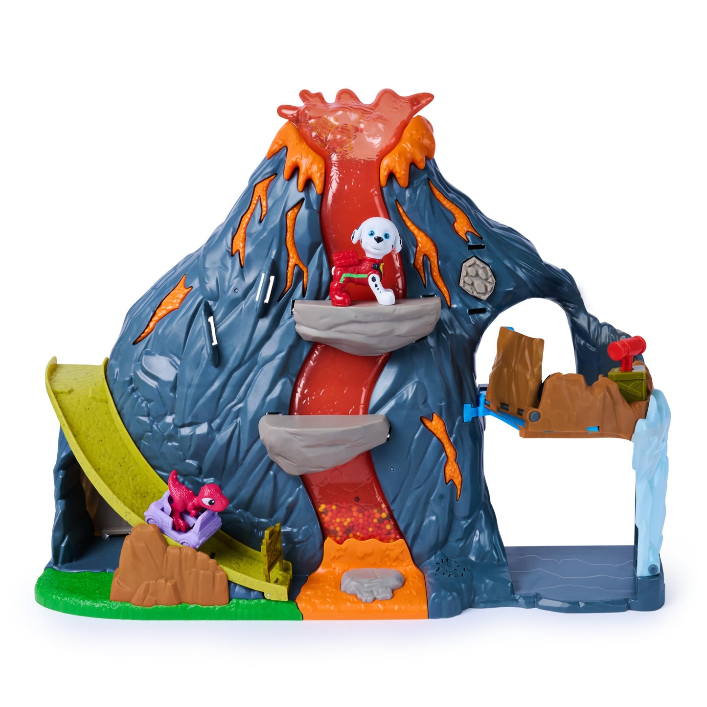 PAW PATROL: Der Dino Film, Super-Lava-Blast Vulkan-Spielset, 360 Grad bespielpares Set mit Marshall- & Rhabarber-Figur, Licht- & Soundeffekte, Multisensorisches Spielzeug für Kinder ab 3 Jahren