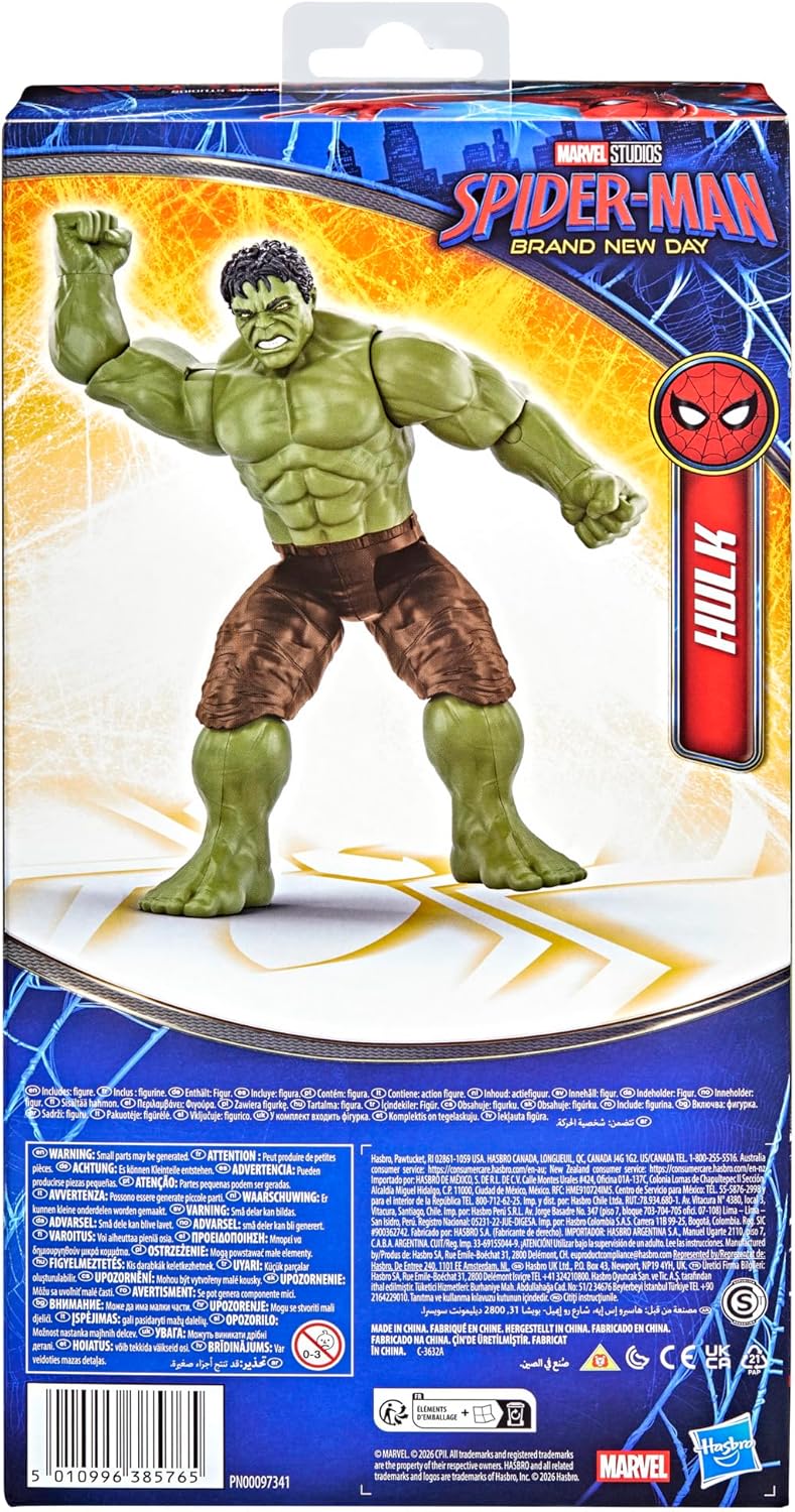 Marvel Spider-Man Day Titan Series Hulk Action Figure, 11.7-Inches, Super Hero Toys for Kids, Ages 4+