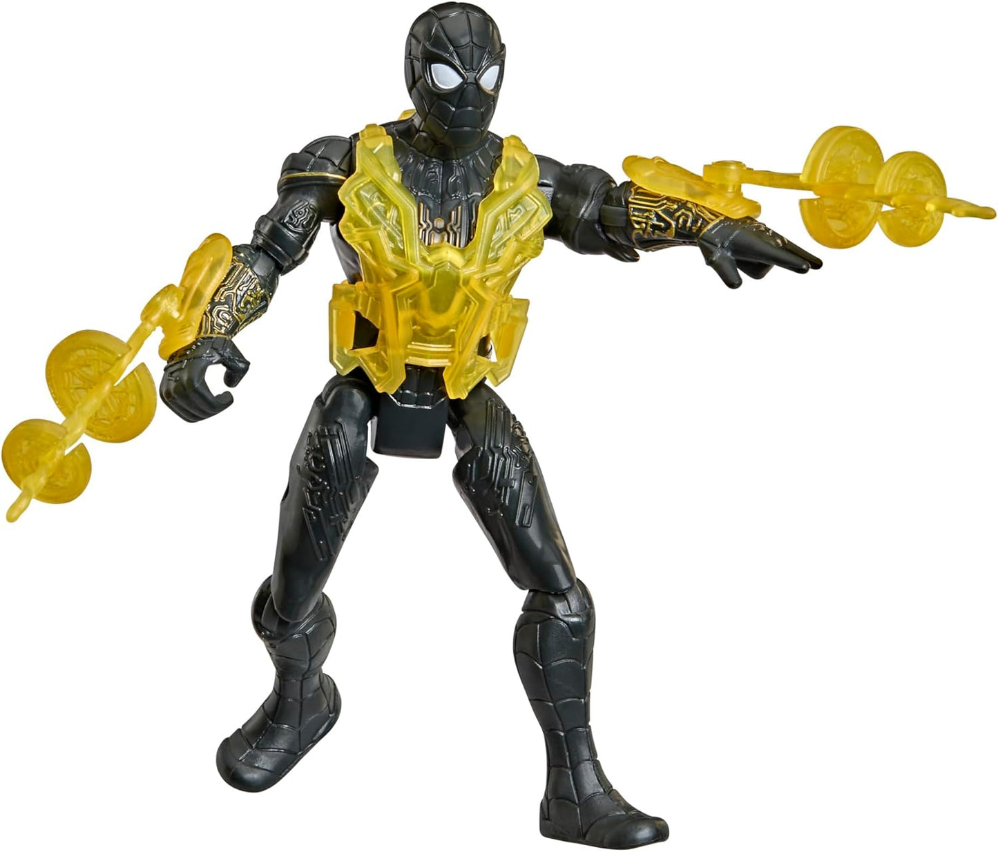 Marvel Studios Spider-Man: Far From Home ActionVerse Black & Gold Suit Spider-Man 4.5-Inch Action Figure & Accessories, Reusable Accessory Rack, 4+