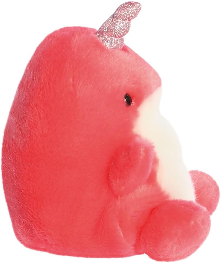 AURORA- 33727- Palm Pals Nia Narwhal-13cm- Soft Toy- Pink - Fun Collectable Plush for Kids and Adult Collectors - Perfect for Birthdays, Gifts or any occasion