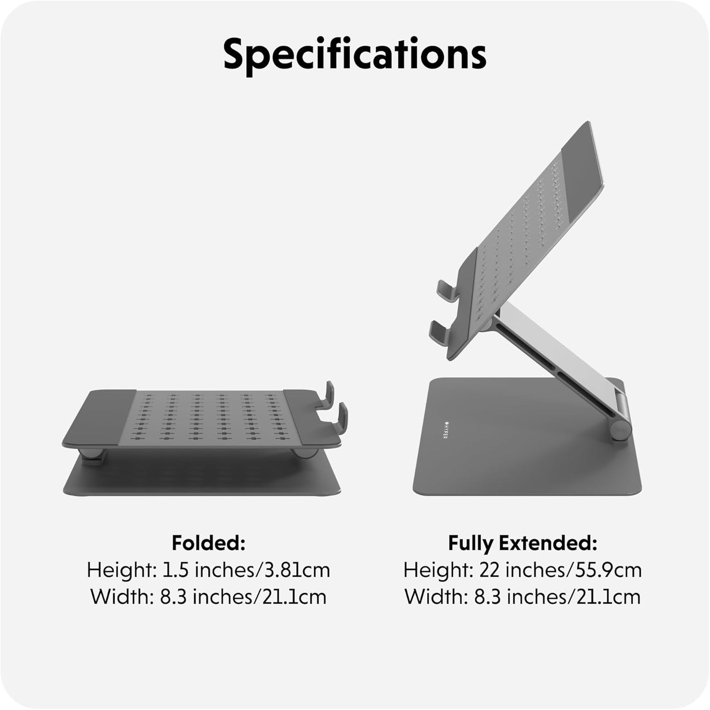 Hyperspace Ergonomic Adjustable Laptop Stand - Slate Grey