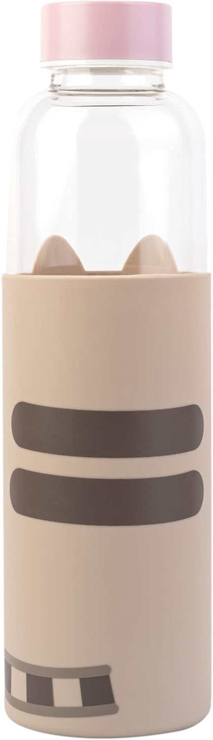 Grupo Erik BDC009 Glazen Waterfles Pusheen - 500 ml Herbruikbare Fles - Glazen Drinkfles met siliconen hoes