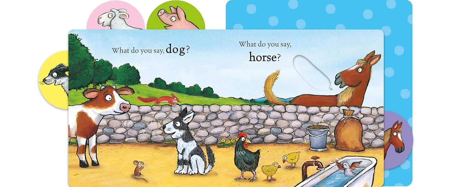 Who Says Moo?: A pull-tab book for babies about noisy farm animals