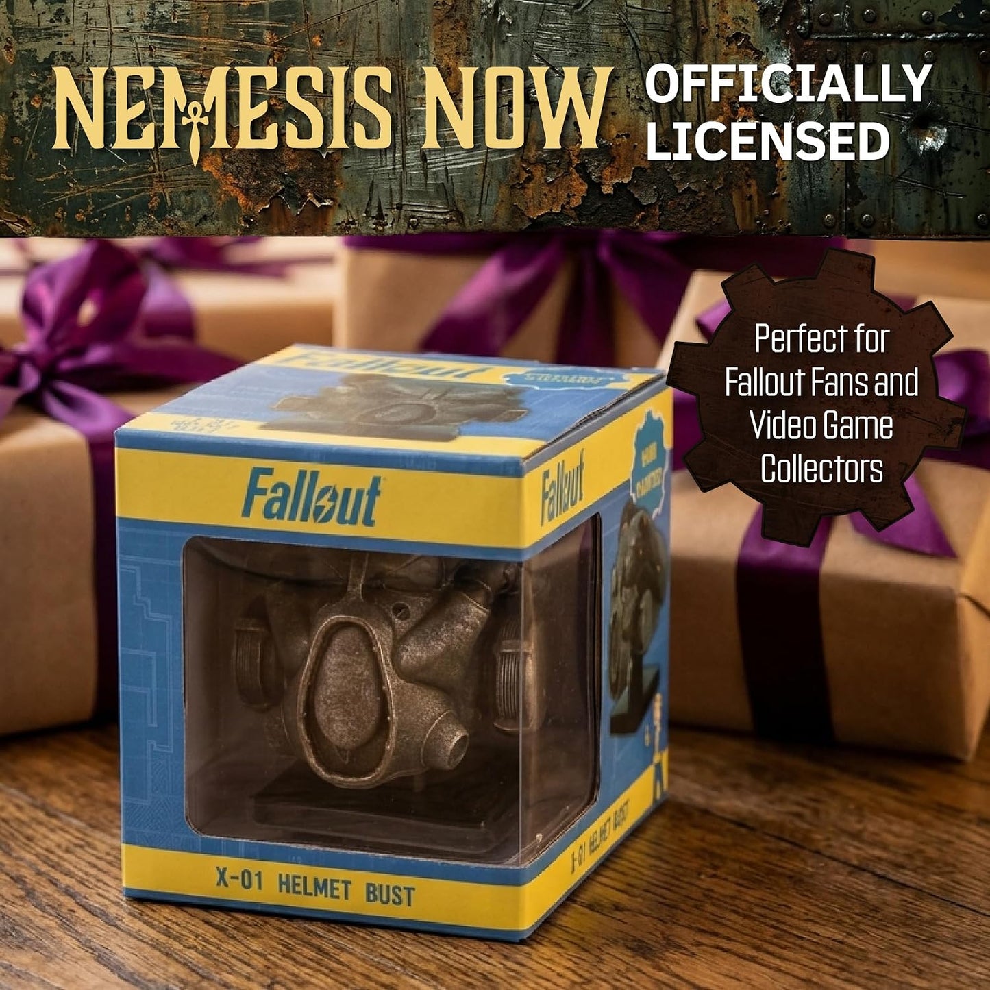 Nemesis Now Fallout X-01 Power Armour Helm Figurine - Officieel gelicenseerde handgeschilderde hars Gaming Collectible Replica, 11,5 cm