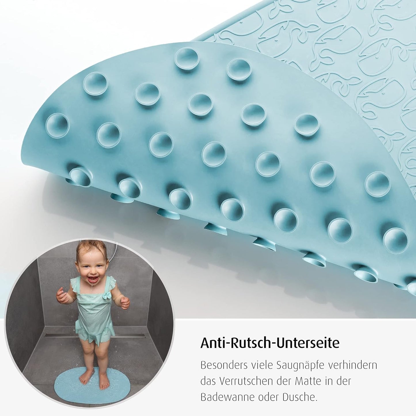 Reer - Myhappybath Baby Bath Mat - Blue - 42 X 25 Cm