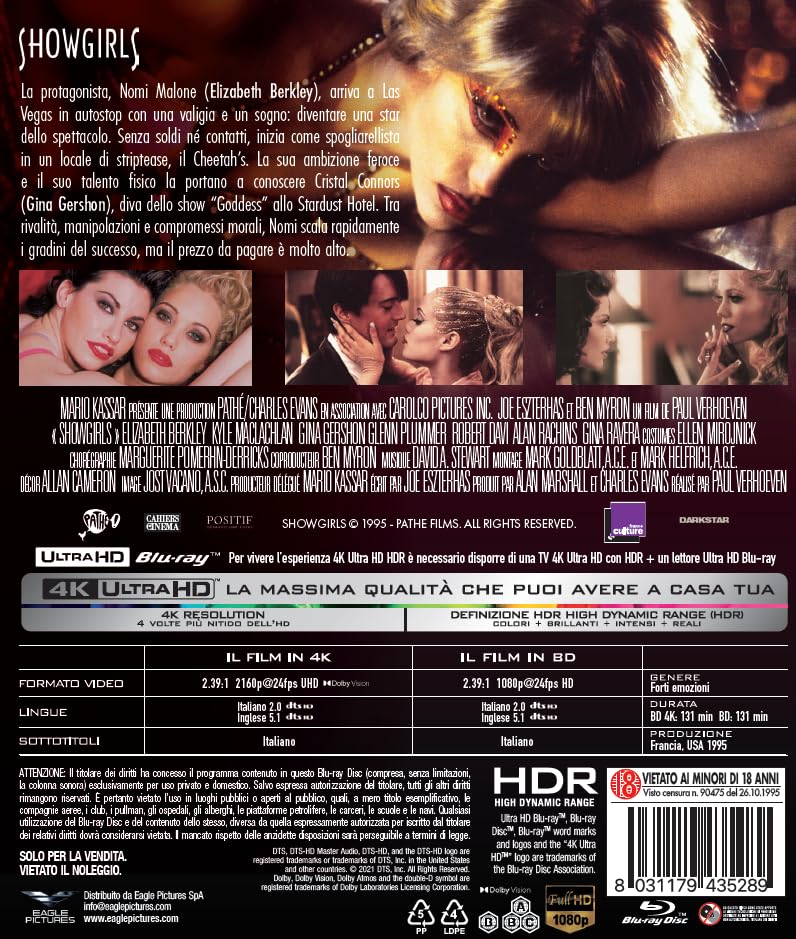 Blu-Ray 4K Uhd Showgirls (4K Ultra Hd + Blu-Ray Hd