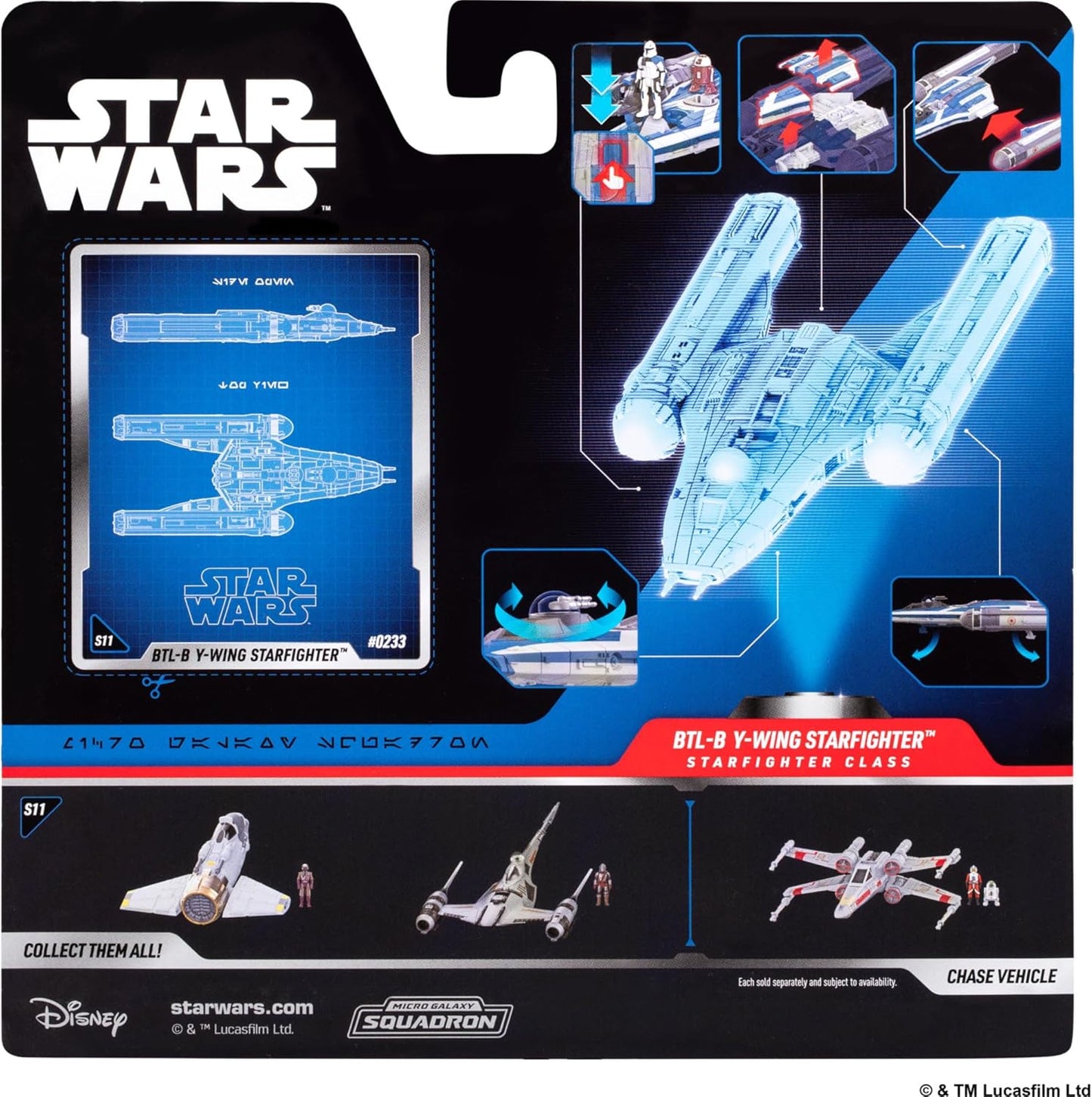 Star Wars™ Micro Galaxy Squadron SWJ0536 - BTL Y-Flügel Sternenjäger - offizielles 12,5 cm großes Fahrzeug mit 2 Micro-Figuren (2,5 cm)