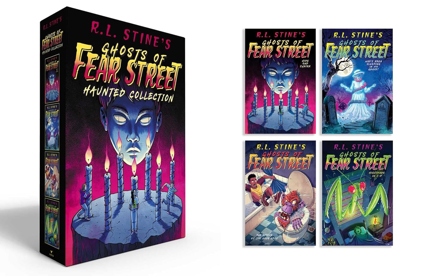 R.L. Stine's Ghosts of Fear Street Haunted Collection (Boxed Set): Hide and Shriek; Who's Been Sleeping in My Grave?; The Attack of the Aqua Apes; Nightmare in 3-D