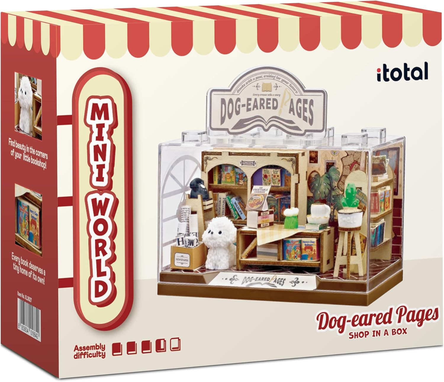 I-TOTAL® - Shop in een doos creatieve kit DIY miniatuur 3D bouw en verzamel winkels in pastelstijl, model met decoratieve details (85 stuks) cadeau-idee (DOG-EARED PAGES
