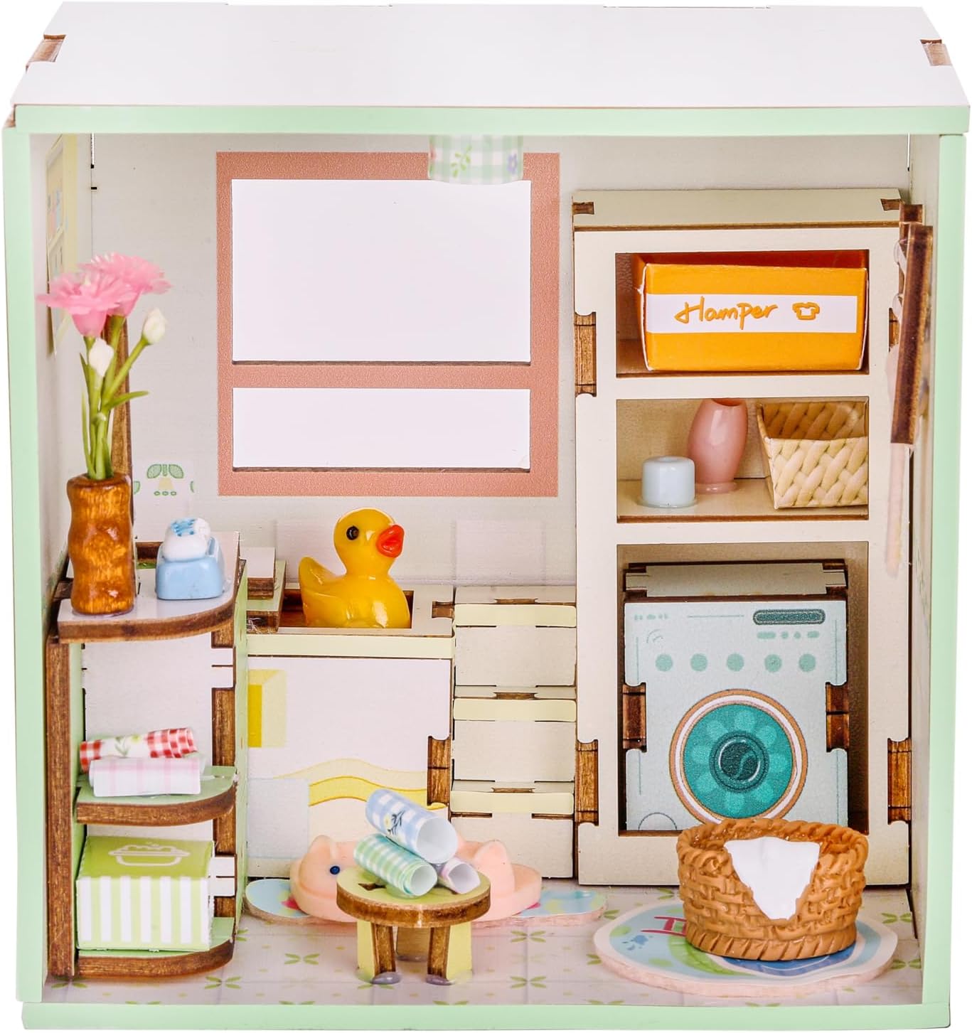 I-TOTAL ® - Mini House DIY 3D-bouwpakket, miniatuur huis om te bouwen (49 stuks), creatief Nook Book, Dreamrooms pastel, decoratie voor bureau en boekenkast, cadeau-idee (BUBBLE TIME