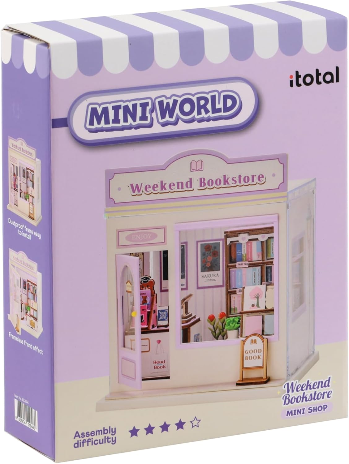 I-TOTAL® - Mini Shop DIY montageset – creatieve 3D-modelbouwset om te bouwen (83 delen), decoratie voor huis en bureau, creatieve hobby (WEEKEND BOOKSTORE