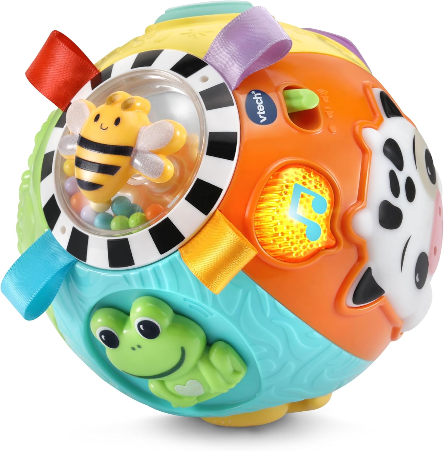 VTech - Lumi dierenbal, sensorische bal, interactief en muzikaal babybal, speelgoedkoe met lichteffecten, motoriek en kruipspel, cadeau voor baby's vanaf 6 maanden - inhoud in het Frans