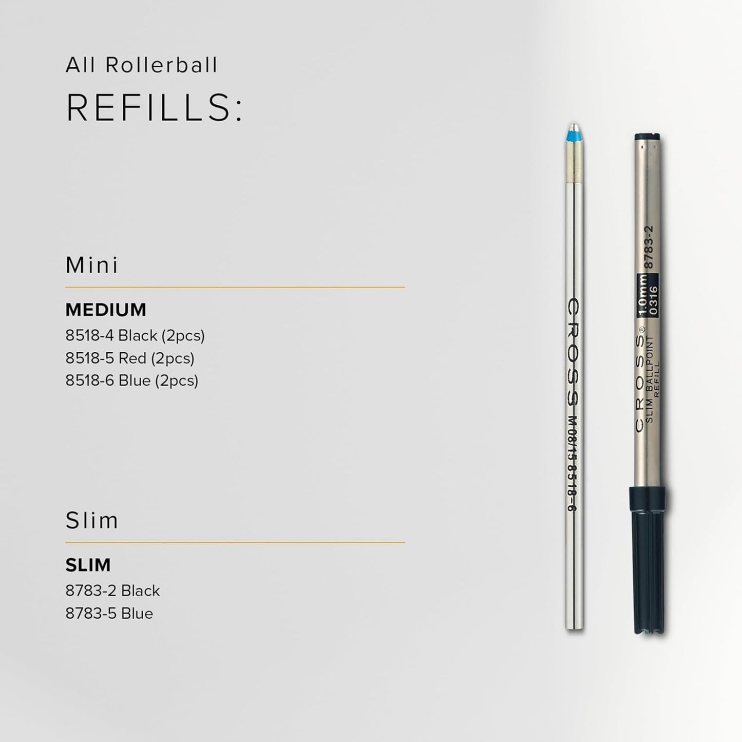 CROSS Ball Pen Refill Standard Broad Blue 8100 – Original Universal Ballpoint Refill in Blue with Broad Nib