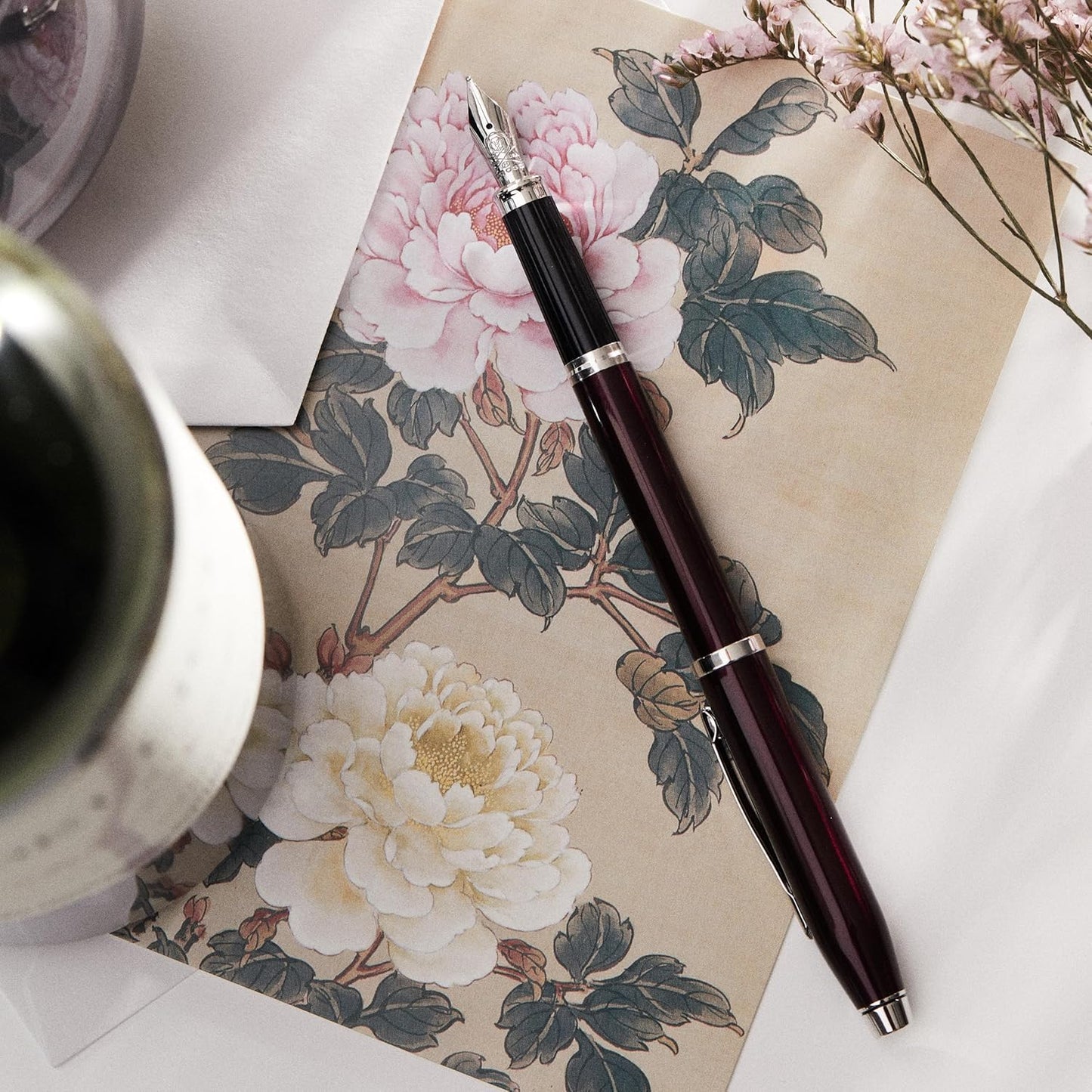 Cross Century Ii Black-Chrome Plated and Chrome Medium Nib Fountain Pen