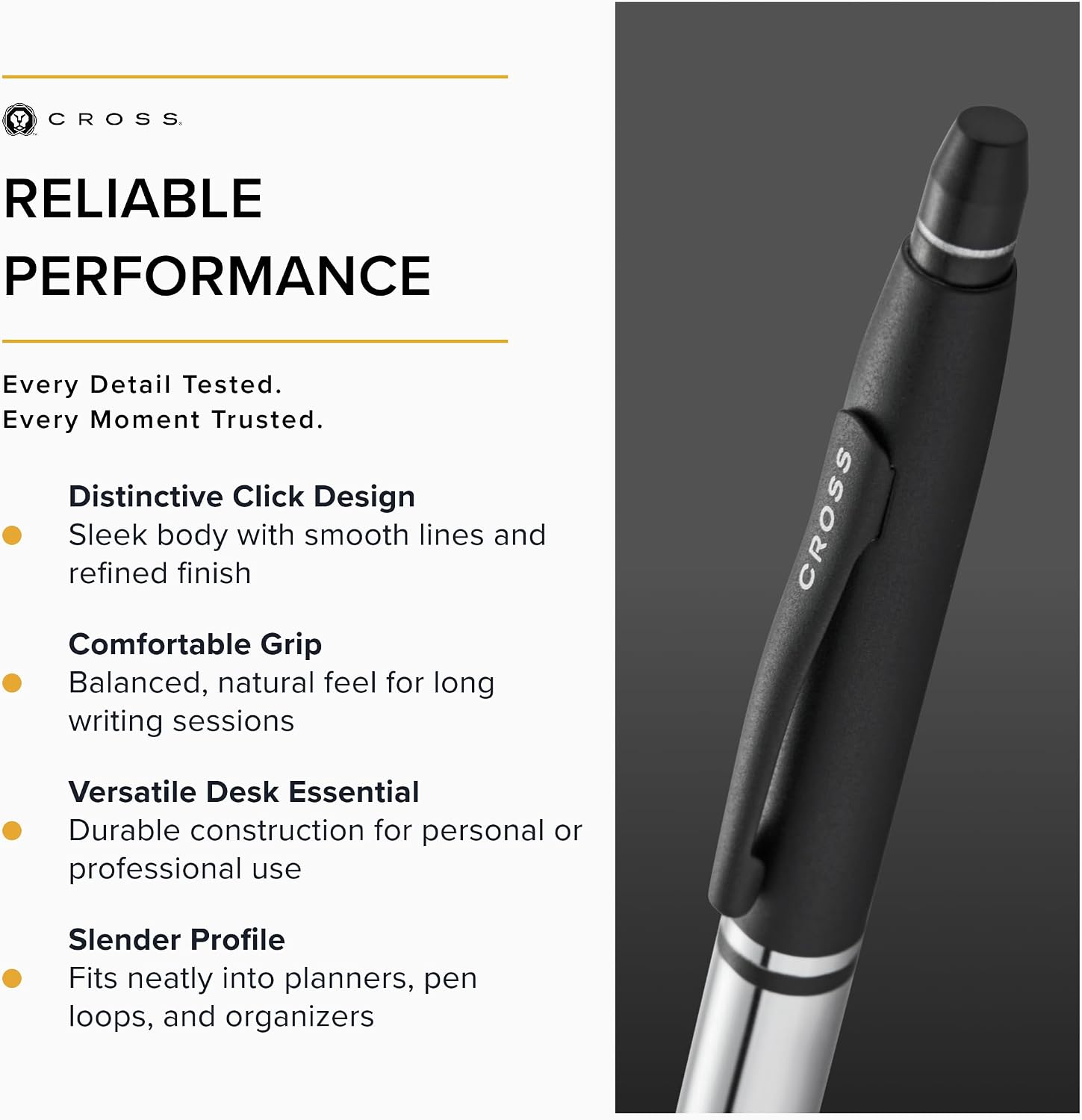 Cross Click Tuxedo Chrome with Black Appointments Ballpoint Pen