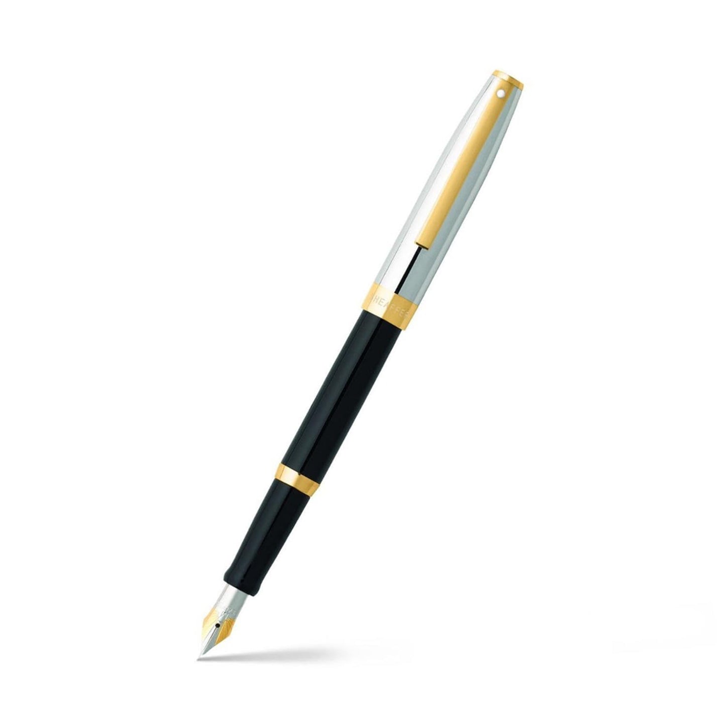 Sheaffer Sagaris Medium Nib Gold Trim Chrome Cap Fountain Pen - Black