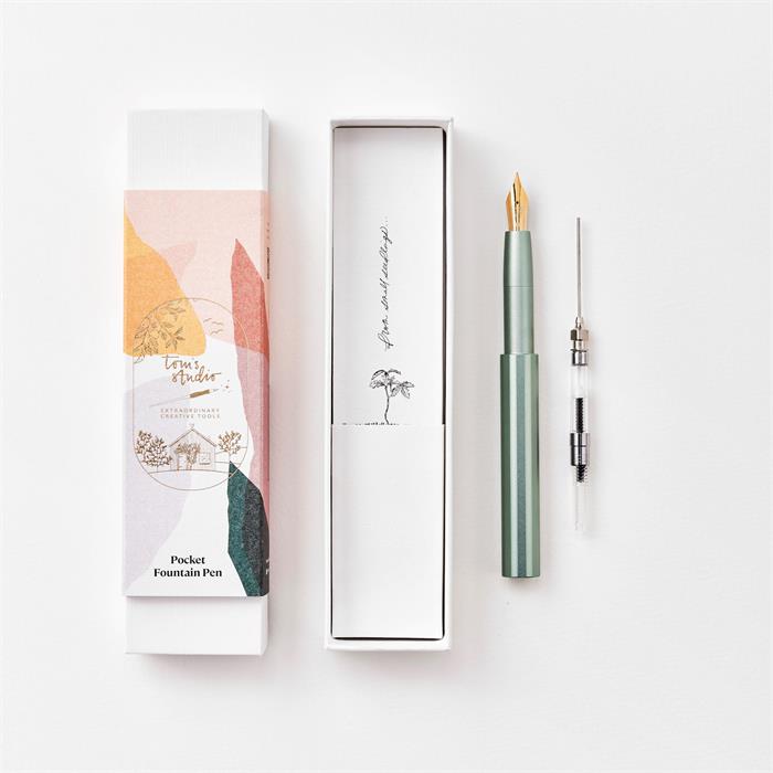 Tom's Studio Pocket Fountain Pen - Sage - V2 - Medium Nib