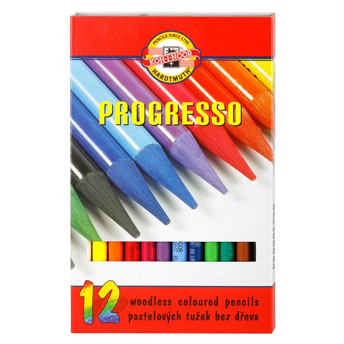Koh I Noor set of PROGRESSO woodless coloured pencils 8756 - pack of 12 pencils