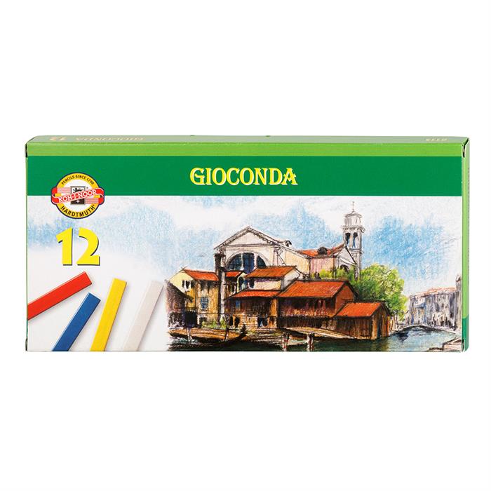 Koh I Noor set of GIOCONDA school hard chalks - 7x7mm x 75mm - 8112 - pack of 12 pastels